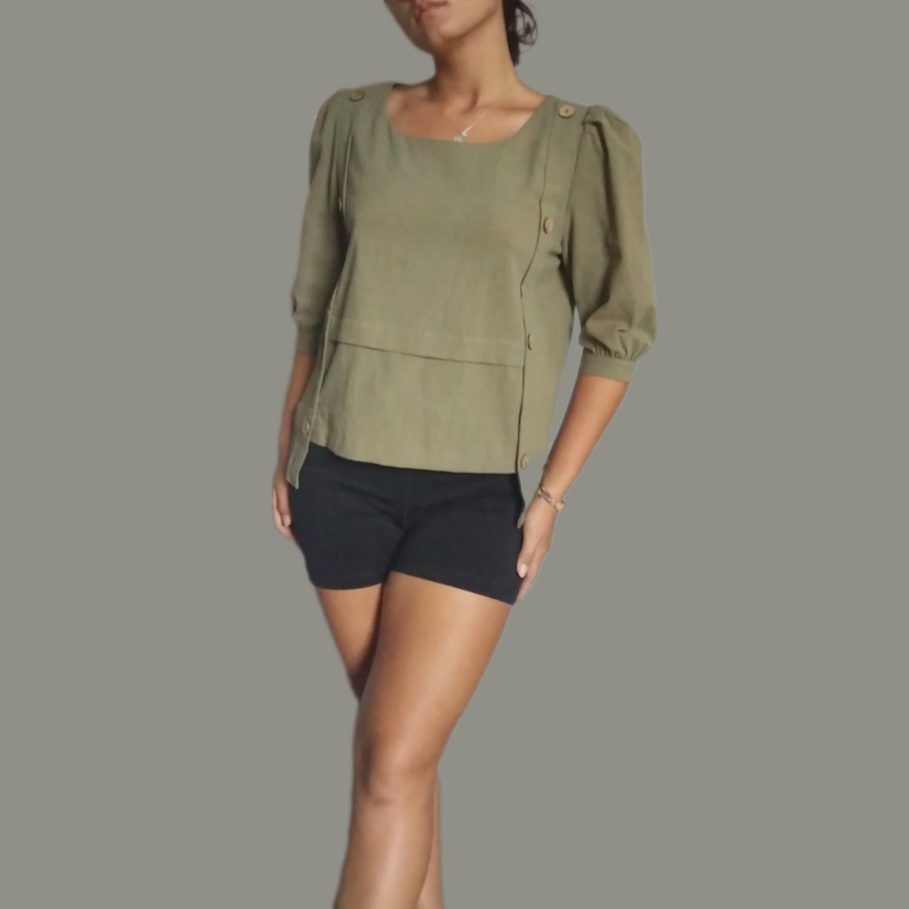 No tag/brand, navy green, ESTIMATED SIZE: S-M
